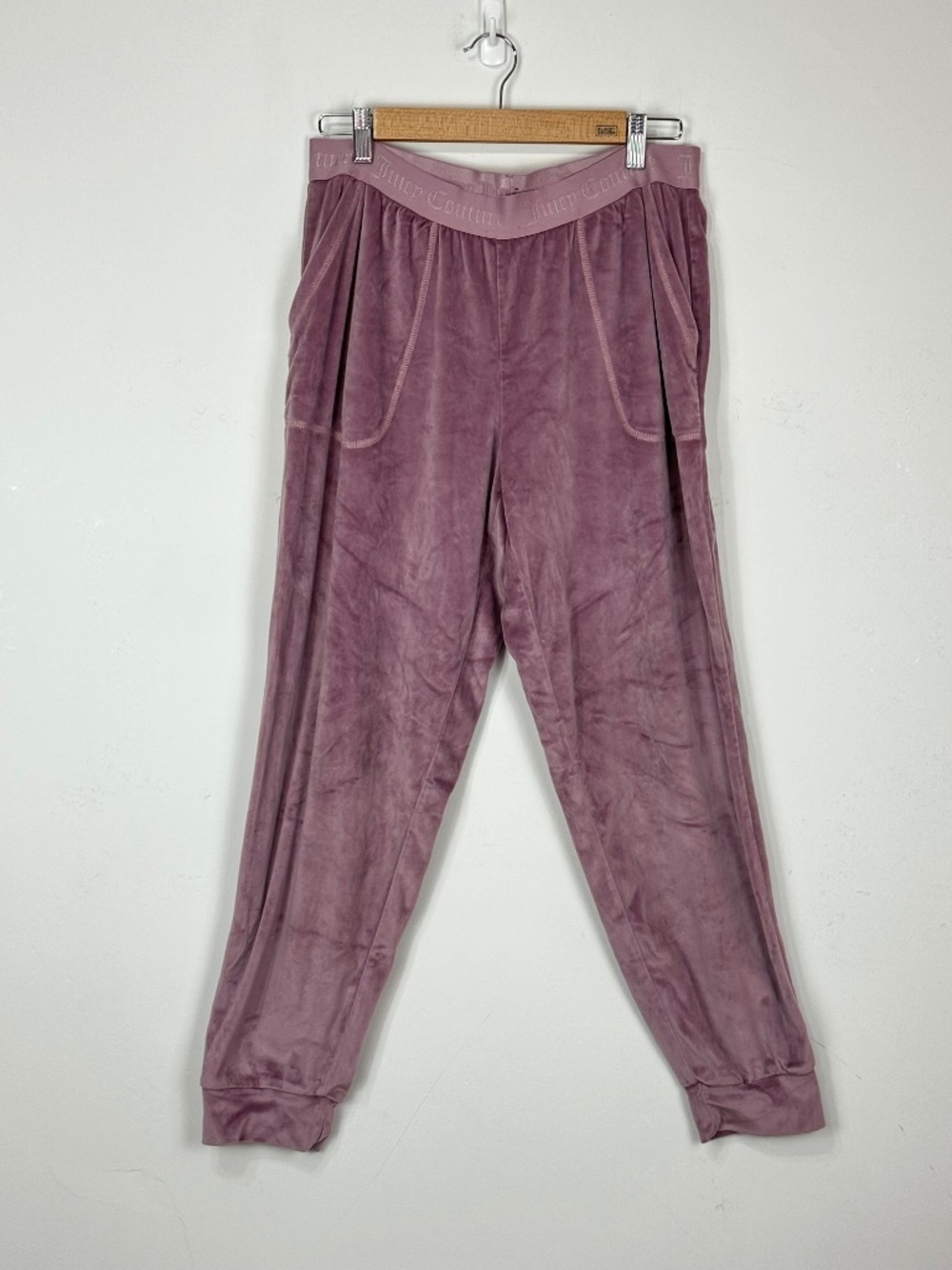 Juicy Couture Womens Soft Mauve Velour Studded Sleep Pants M Streetwear Comfort